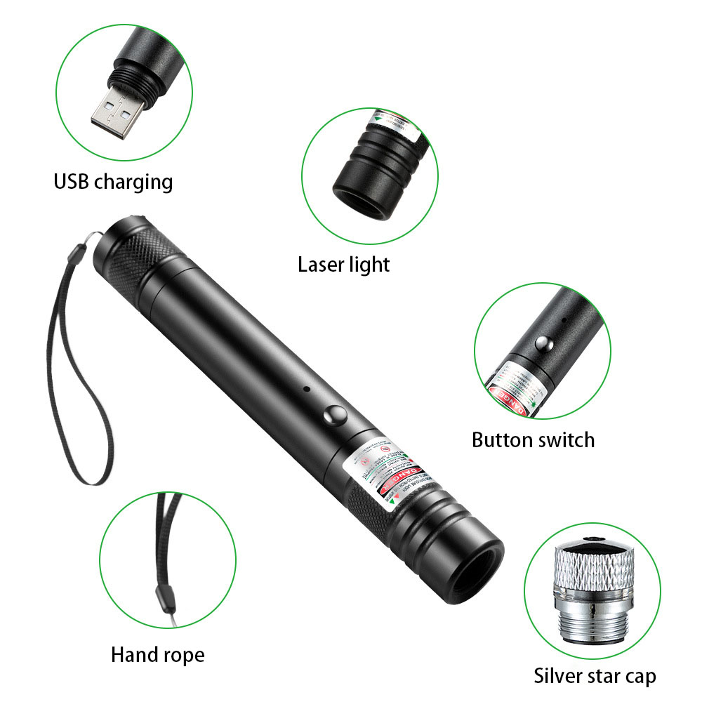 Outdoor Pointeurs Green Laser Pointer Stars Pet Cat Toy Stars USB Charge Flashlight Red Blue Green Laser Pointer 303 Pen