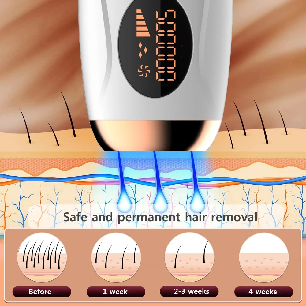 Professional IPL Laser Hair Remover For Women Men 990000 Flashes Painless Permanent Removal For All Body Areas For Household Use