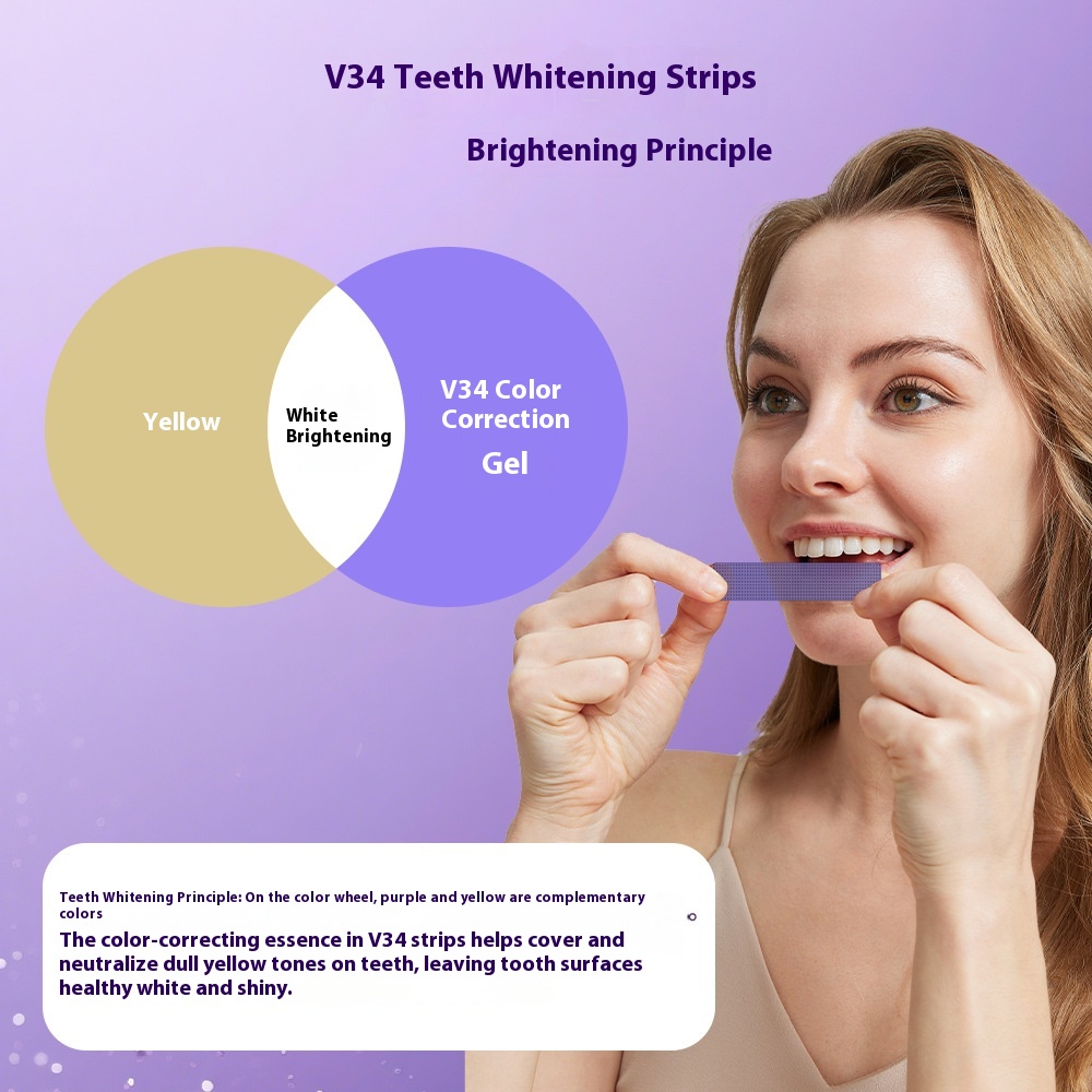 Purple Instant Teeth Whitening Strips, Purple Tooth Whitening, Tooth Stain Treatment, Whitening and Colour Correction