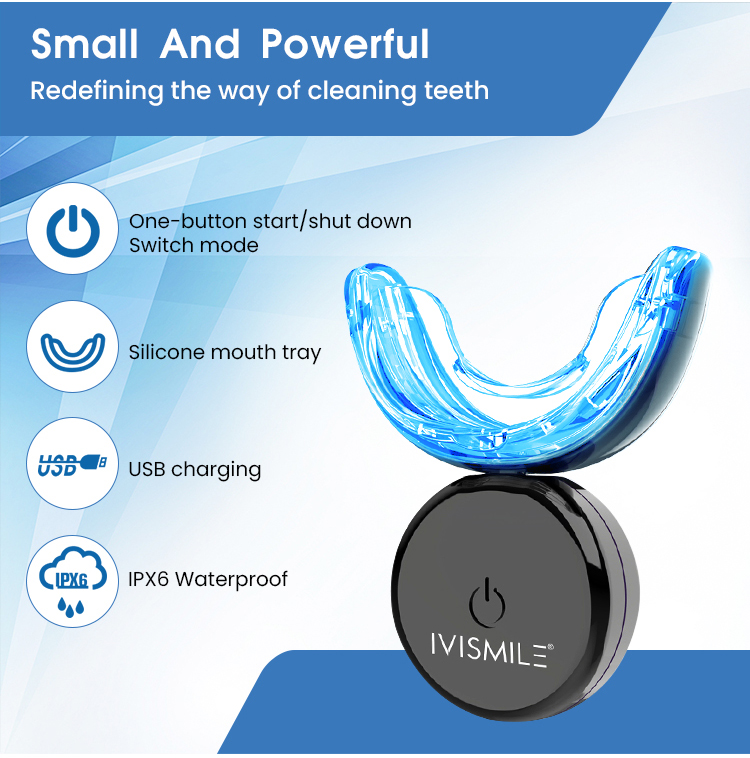 IVISMILE Custom Wireless Home Use Dental Bleaching 32 Leds Blue Light Teeth Whitening Kit Private Label with FDA Approval