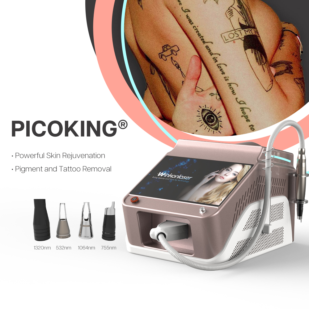 Picoking EL500 Portable Picosecond 532nm 755nm 1064nm Pigment Tattoo Laser Removal Machine for Pico Sale