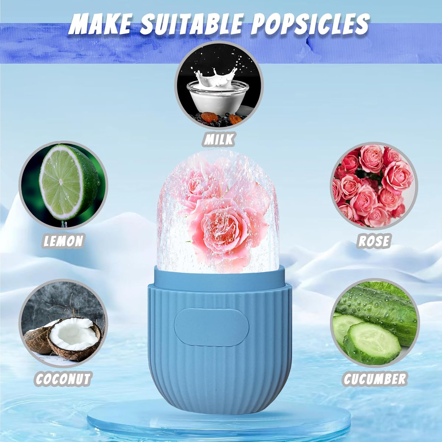 Reusable Silicone Ice Facial Roller Jade Roller for Skin Care Ice Holder and Face Eye Mold