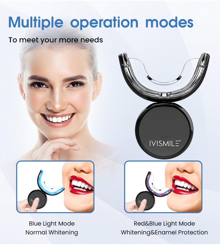IVISMILE Custom Wireless Home Use Dental Bleaching 32 Leds Blue Light Teeth Whitening Kit Private Label with FDA Approval