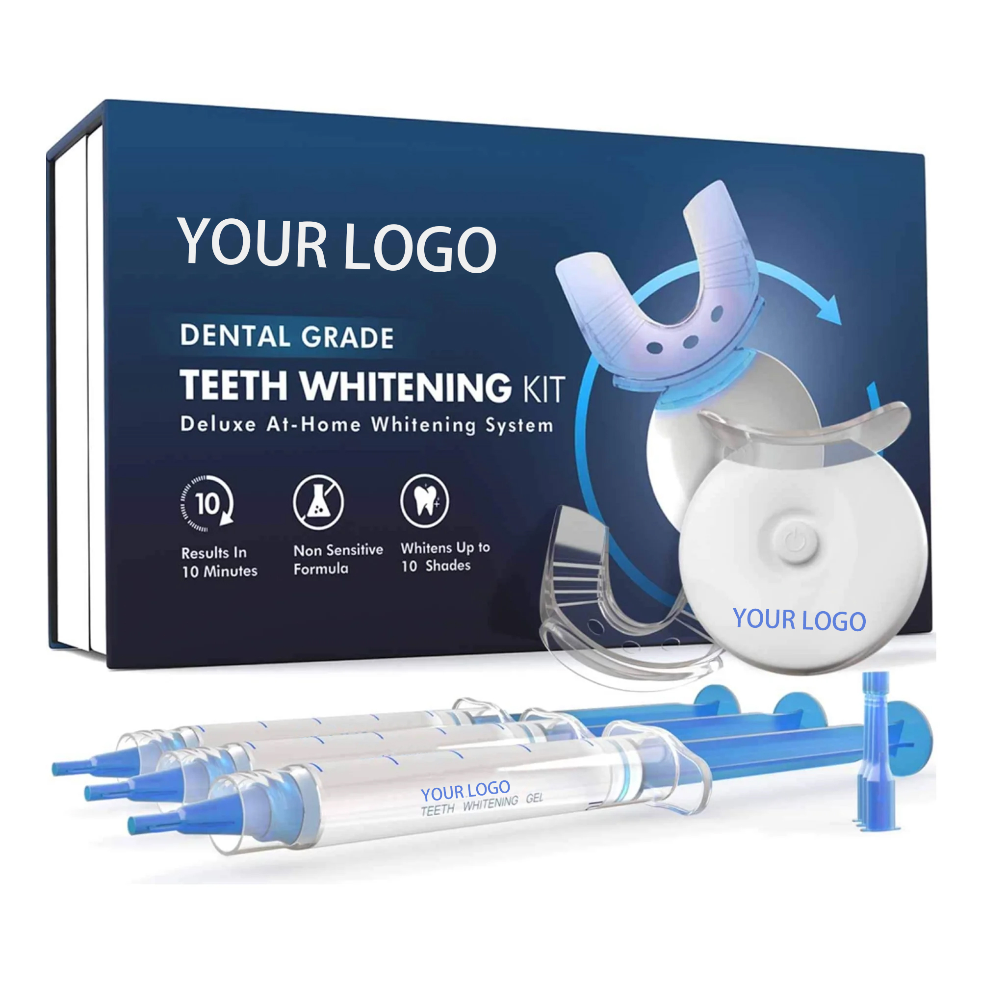 RIJIE SMILE CE Certified Wireless LED Teeth Whitening Kit Cold Light Non-Peroxide Gel 10 Min Timers 5 LED Lamps Luxury Gift Box