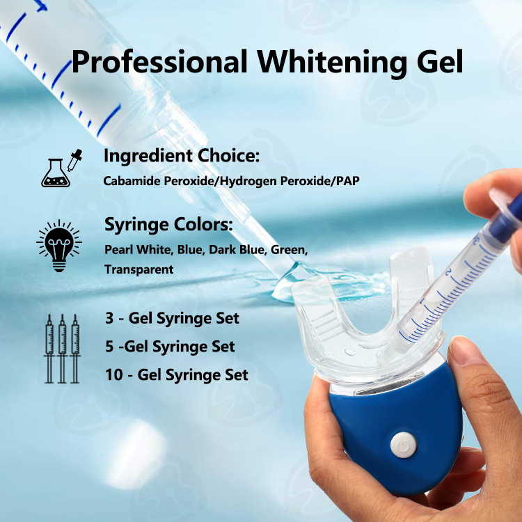 Premium Teeth Whitening Kit with 3 Gels Timer LED Light &amp; Custom Logo Luxury Gift Set Box