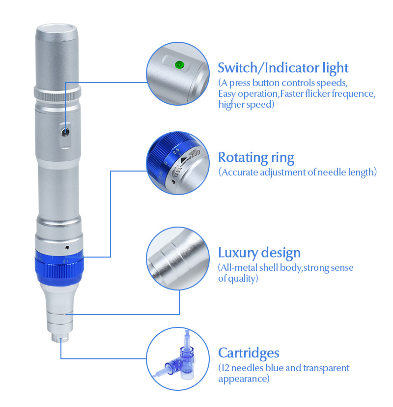 New Skin Care Professional Microneedle Pen Microneedling A6 for Beauty Equipment Hydra Skin Pen Adjustable Needle Derma Pen System