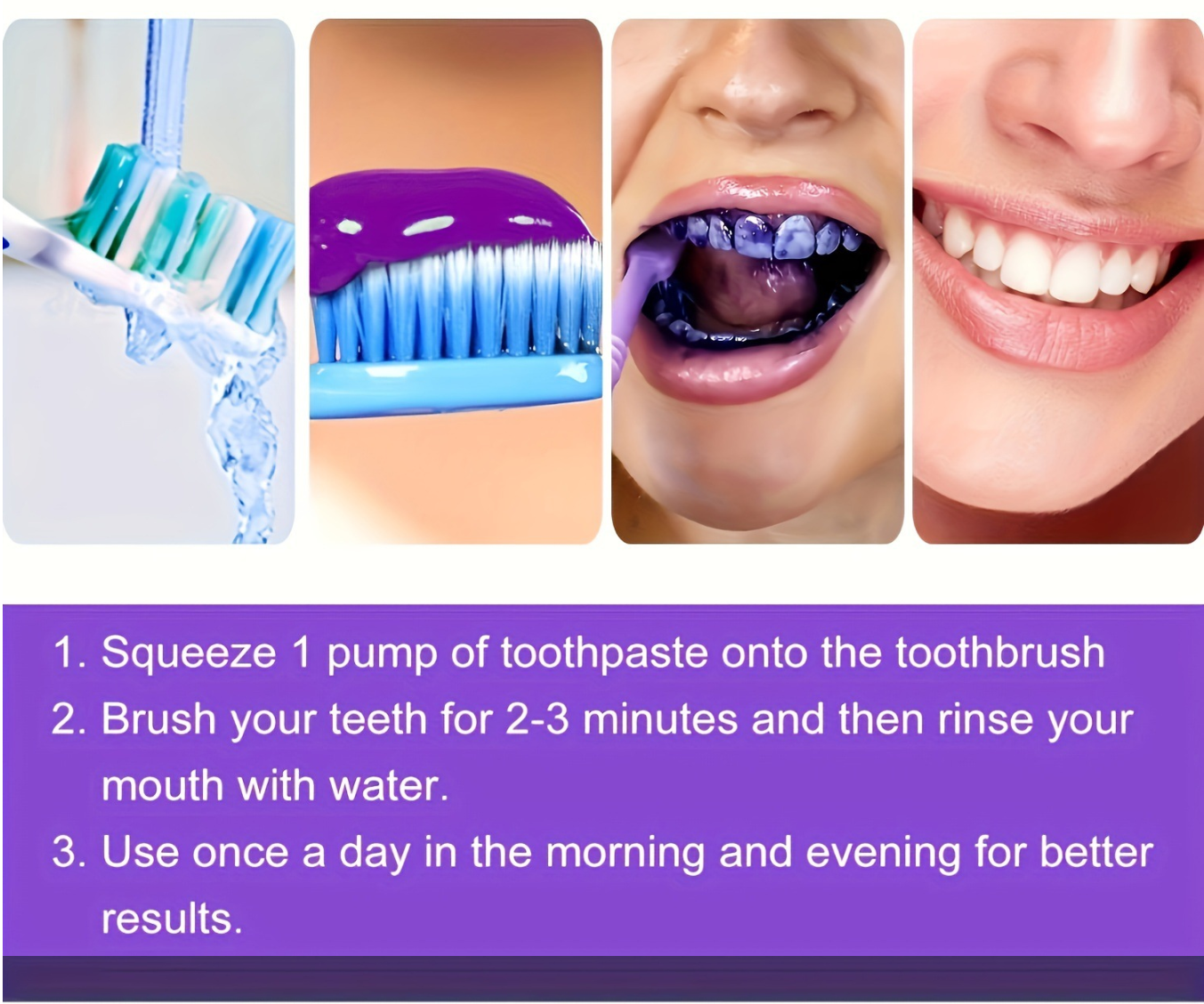 MANYA Private Label OEM Custom Logo Purple Corrector Teeth Whitening Stain Removing Toothpaste V34 Herbal Sample Size for Home