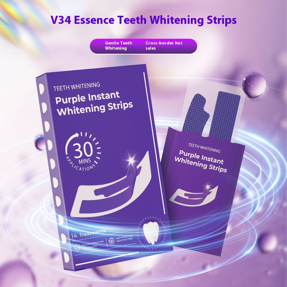 Purple Instant Teeth Whitening Strips, Purple Tooth Whitening, Tooth Stain Treatment, Whitening and Colour Correction