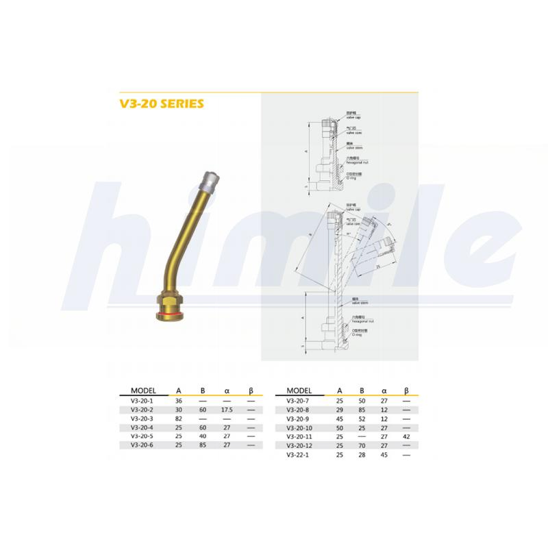 Himile Tyre Valve V3-22-1/58ms Tubeless Valves Bus and Heavy-Duty Truck Valves Clamp-in Valves for Truck and Bus Car Tires Truck Tire.