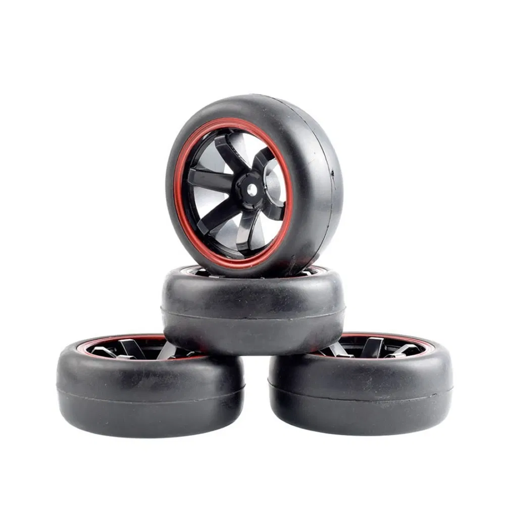 1/10 RC Touring Car Wheels Scale Tires with Black Rim