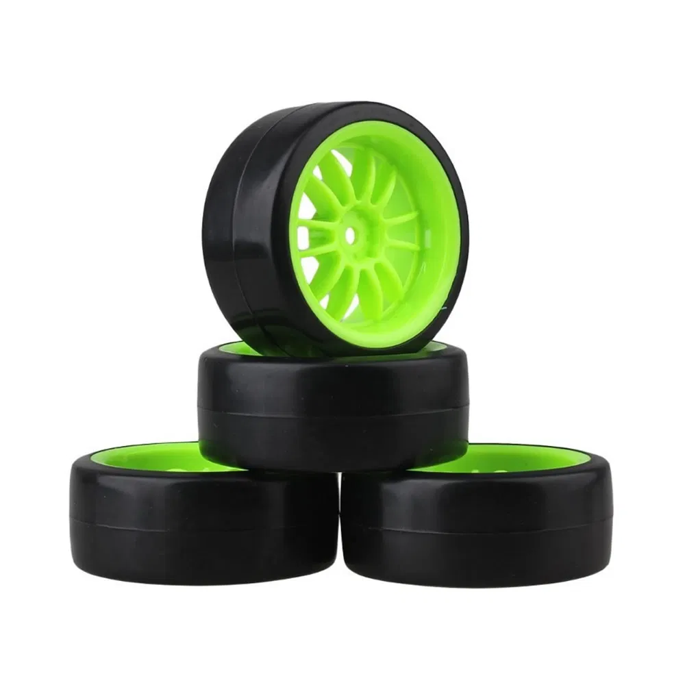 1/10 RC Touring Car Wheels Scale Tires with Black Rim