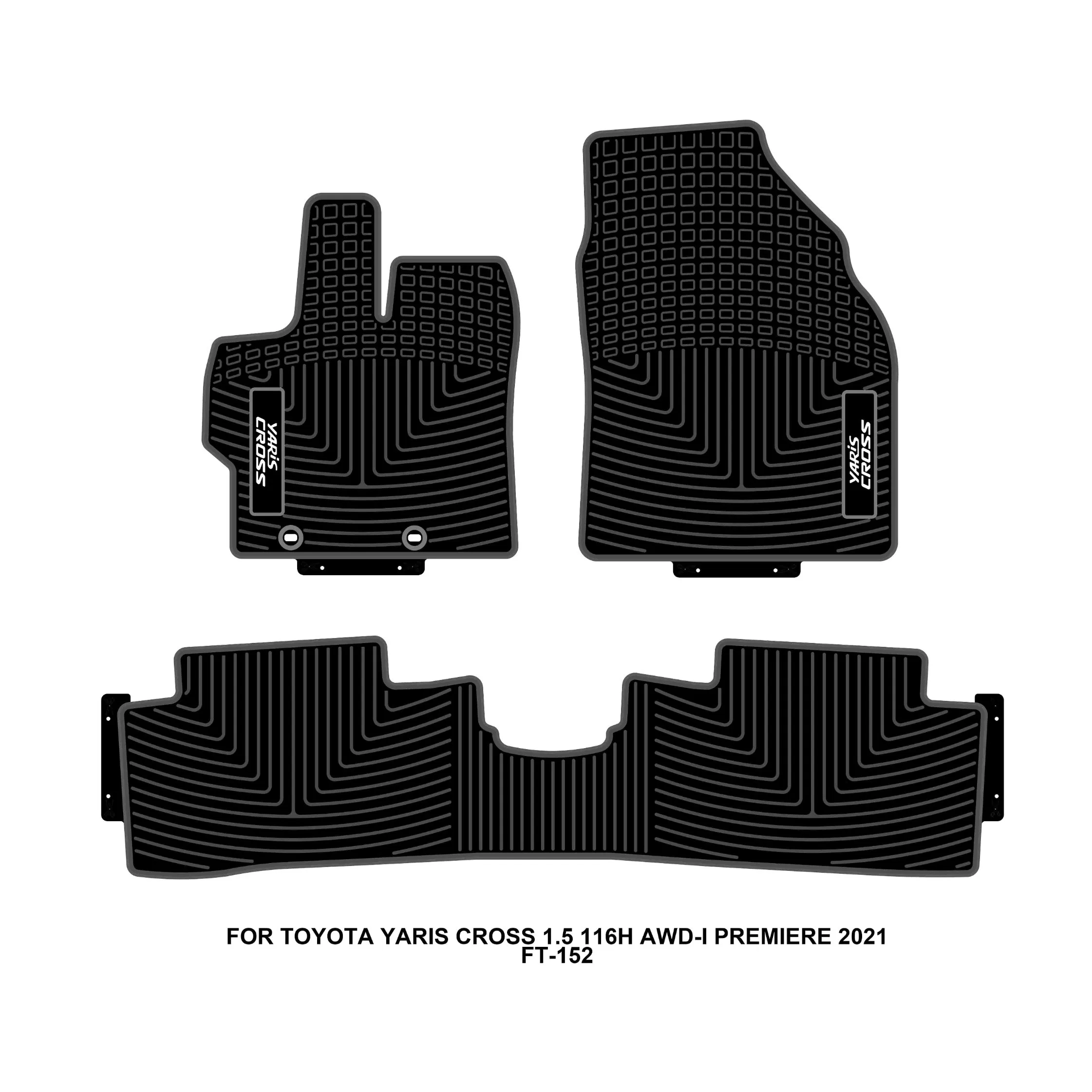 Accesorio Interior Duradero de Toyota 2D Alfombrilla de Maletero de Látex Ajuste para Toyota Yaris Cross 1.5 116h Awd-I Premiere 2021