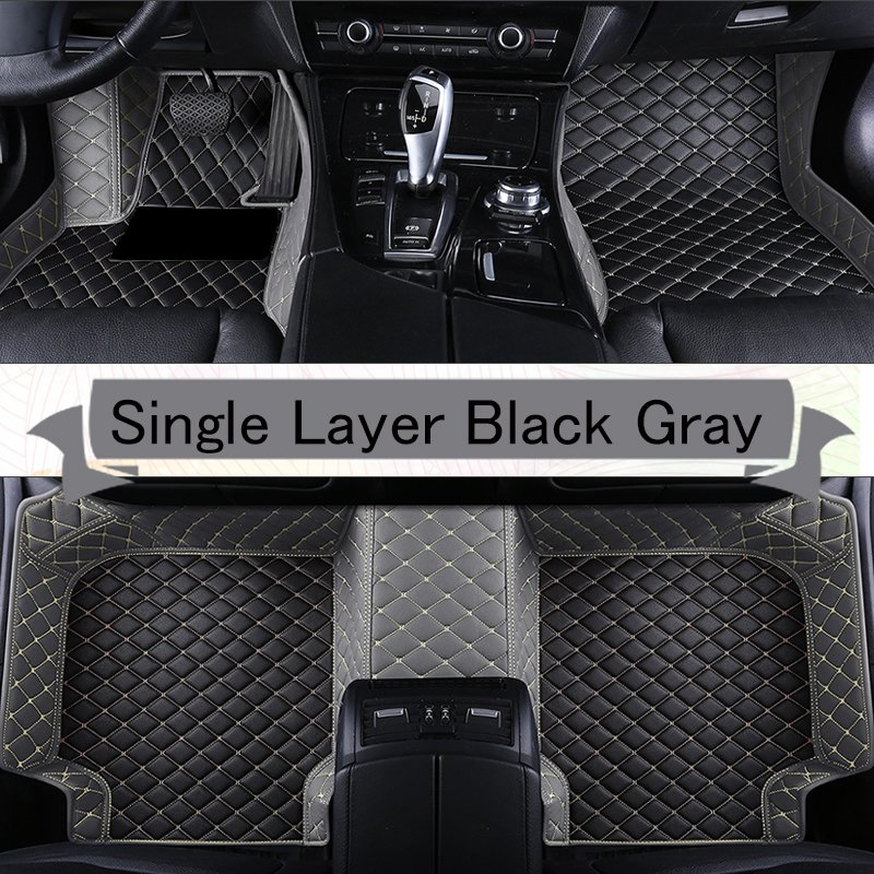 Accesorios de interior alfombrillas de coche de seda en bucle de doble capa personalizadas de lujo en cuero, antideslizantes y a prueba de agua