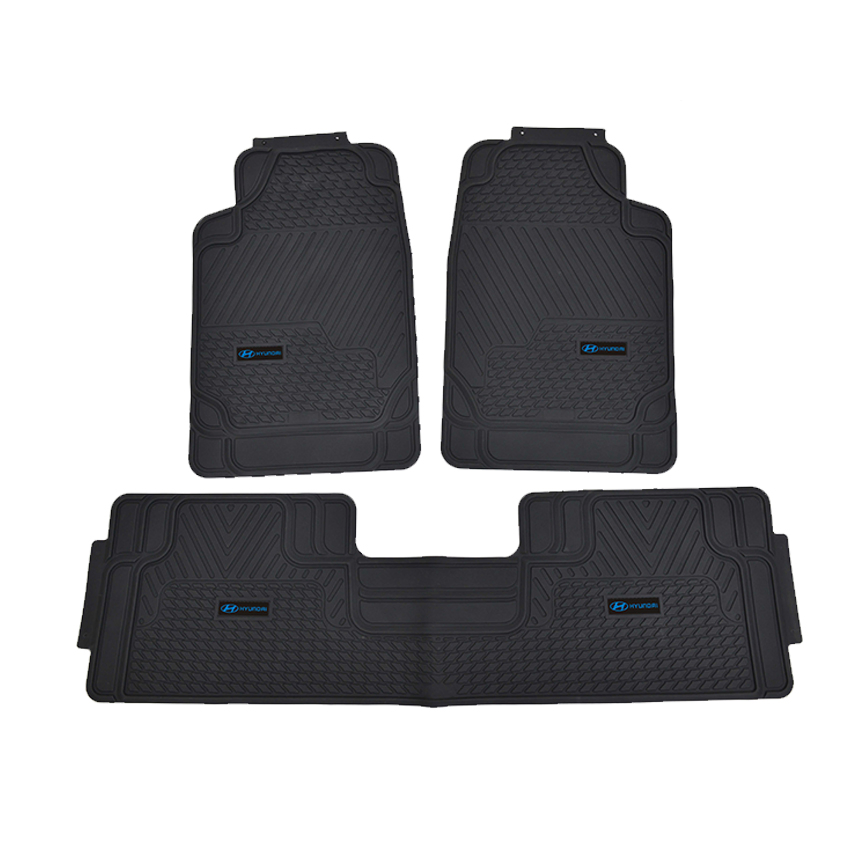 Alfombrillas de Coche de Goma PVC Universal para Uso Pesado 3PCS Protección para Todo Clima en Color Negro - Ajuste Semi Personalizable Recortable