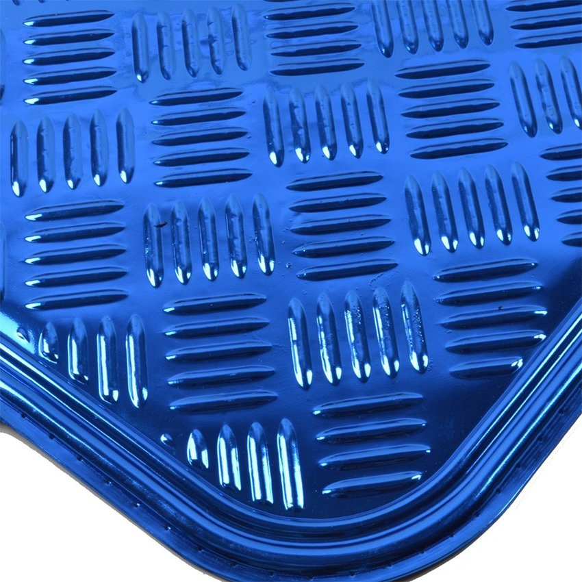 Alfombrillas de coche de aluminio y PVC de alta resistencia 4/5 en color azul con respaldo antideslizante