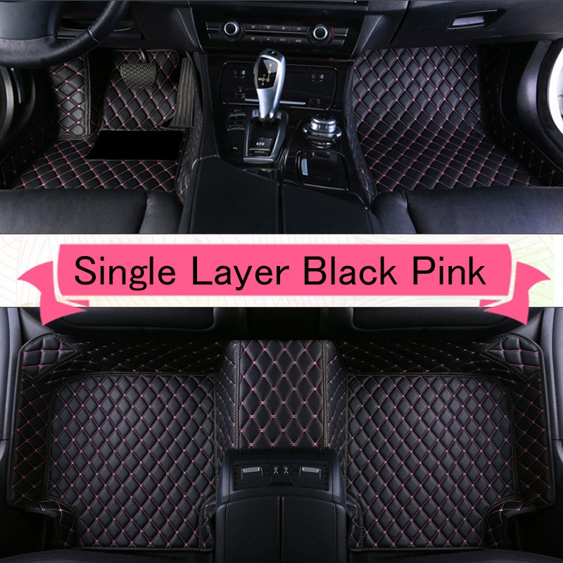 Accesorios de interior alfombrillas de coche de seda en bucle de doble capa personalizadas de lujo en cuero, antideslizantes y a prueba de agua