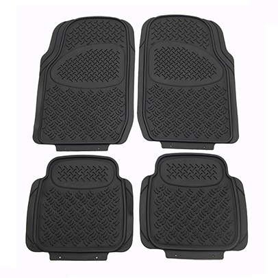 Mats de Piso de Goma Universal para Autos 4PCS-All Protección contra el Clima en Color Negro - Delante y Detrás - Ajuste Semi Personalizable Recortable