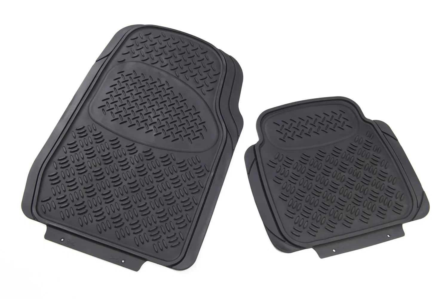 Mats de Piso de Goma Universal para Autos 4PCS-All Protección contra el Clima en Color Negro - Delante y Detrás - Ajuste Semi Personalizable Recortable