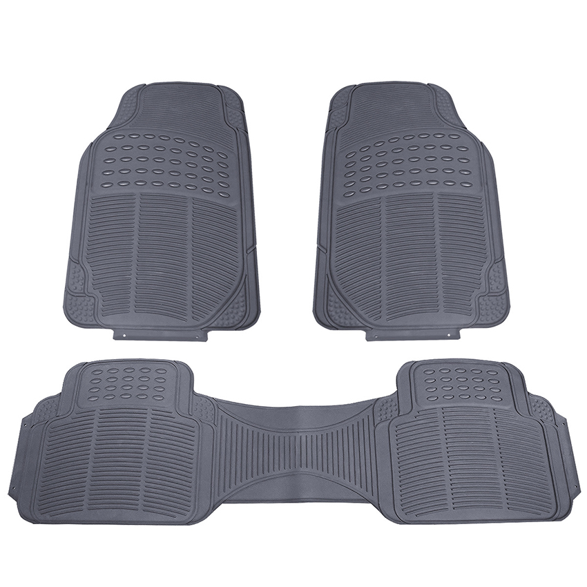 Mats de Piso de Goma Universales 3PCS Protección para Todas las Climas en Color Gris - Ajuste Semi Personalizable Recortable