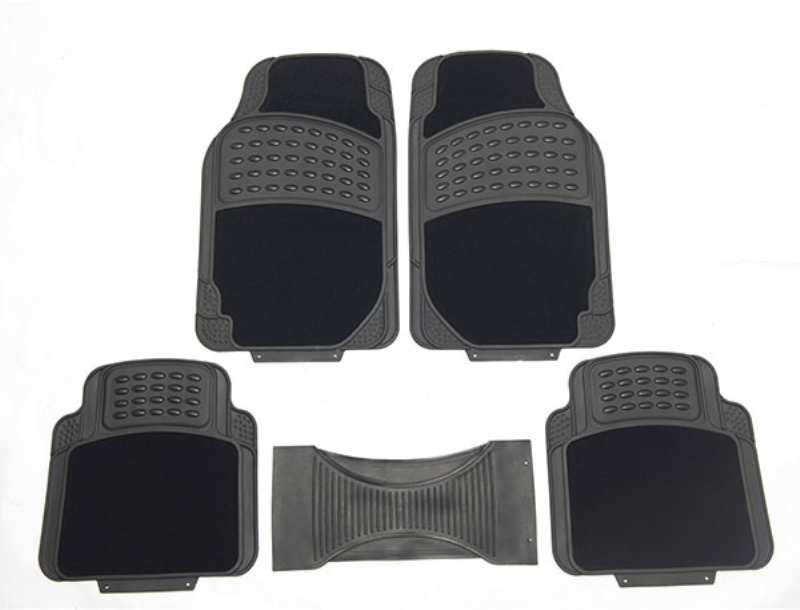 4PCS Alfombrillas de goma universales para automóviles, protección en todas las condiciones climáticas - Delante y detrás, asiento del conductor y del pasajero - Ajuste semi personalizado recortable
