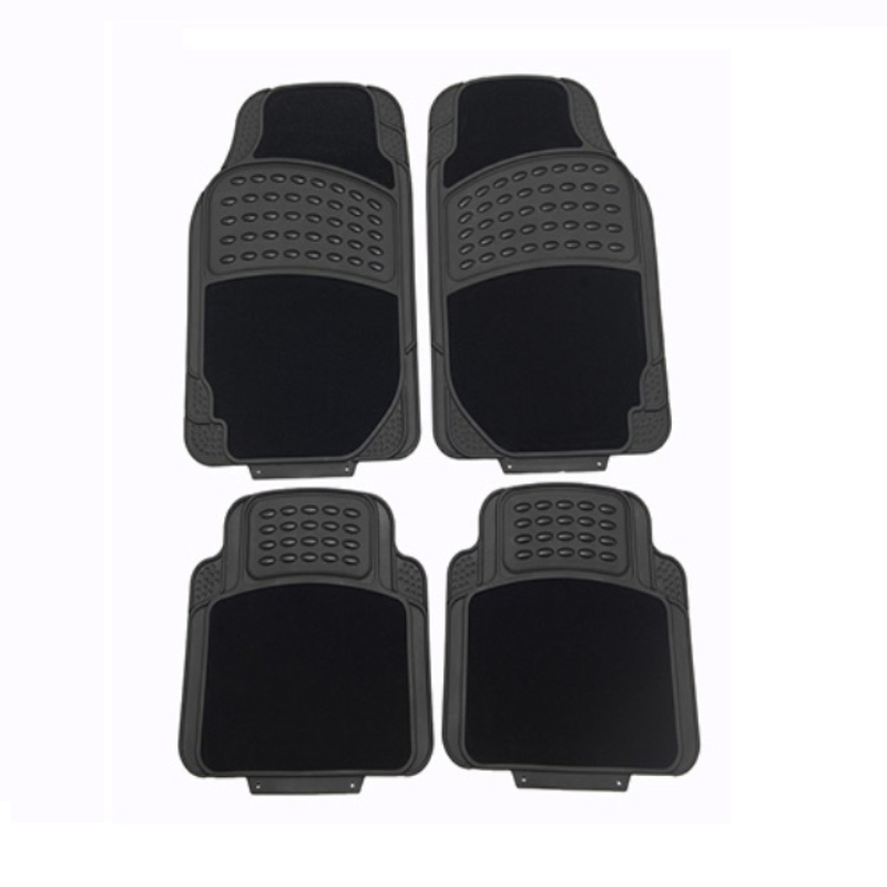 4PCS Alfombrillas de goma universales para automóviles, protección en todas las condiciones climáticas - Delante y detrás, asiento del conductor y del pasajero - Ajuste semi personalizado recortable