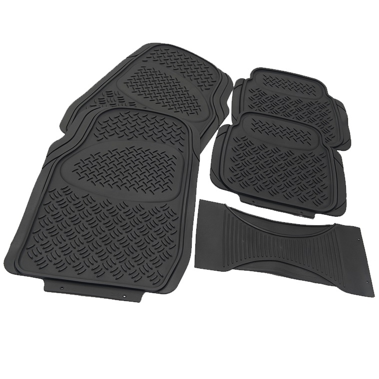 Mats de Piso de Goma Universal para Autos 4PCS-All Protección contra el Clima en Color Negro - Delante y Detrás - Ajuste Semi Personalizable Recortable