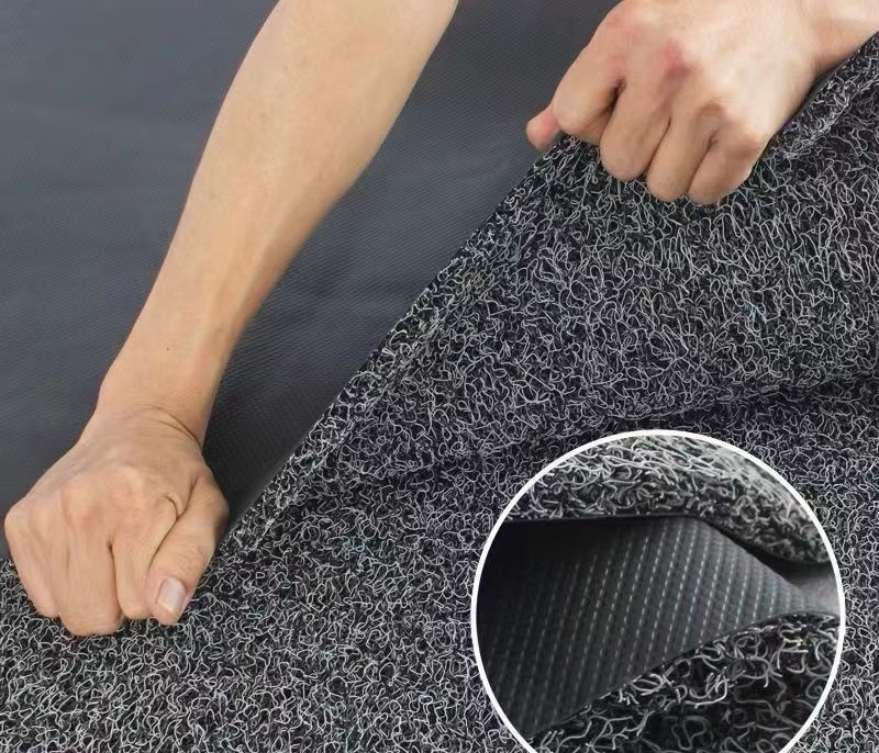 Alfombrillas de coche de PVC grueso antideslizantes con superficie de coco