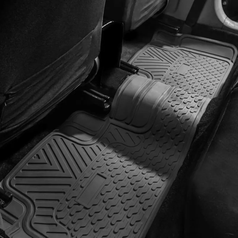 Alfombrillas de Coche de Goma PVC Universal para Uso Pesado 3PCS Protección para Todo Clima en Color Negro - Ajuste Semi Personalizable Recortable