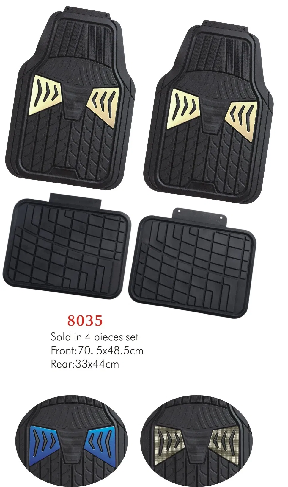 Alfombrilla de coche de PVC de alta resistencia tipo universal 4 PCS por juego