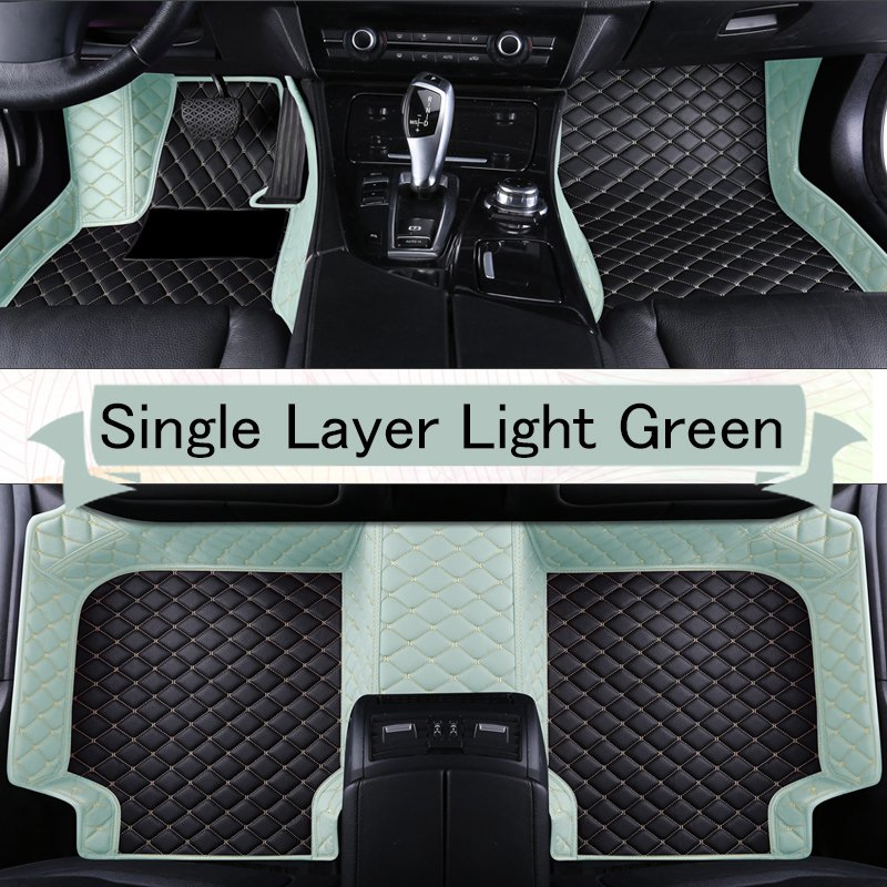 Accesorios de interior alfombrillas de coche de seda en bucle de doble capa personalizadas de lujo en cuero, antideslizantes y a prueba de agua
