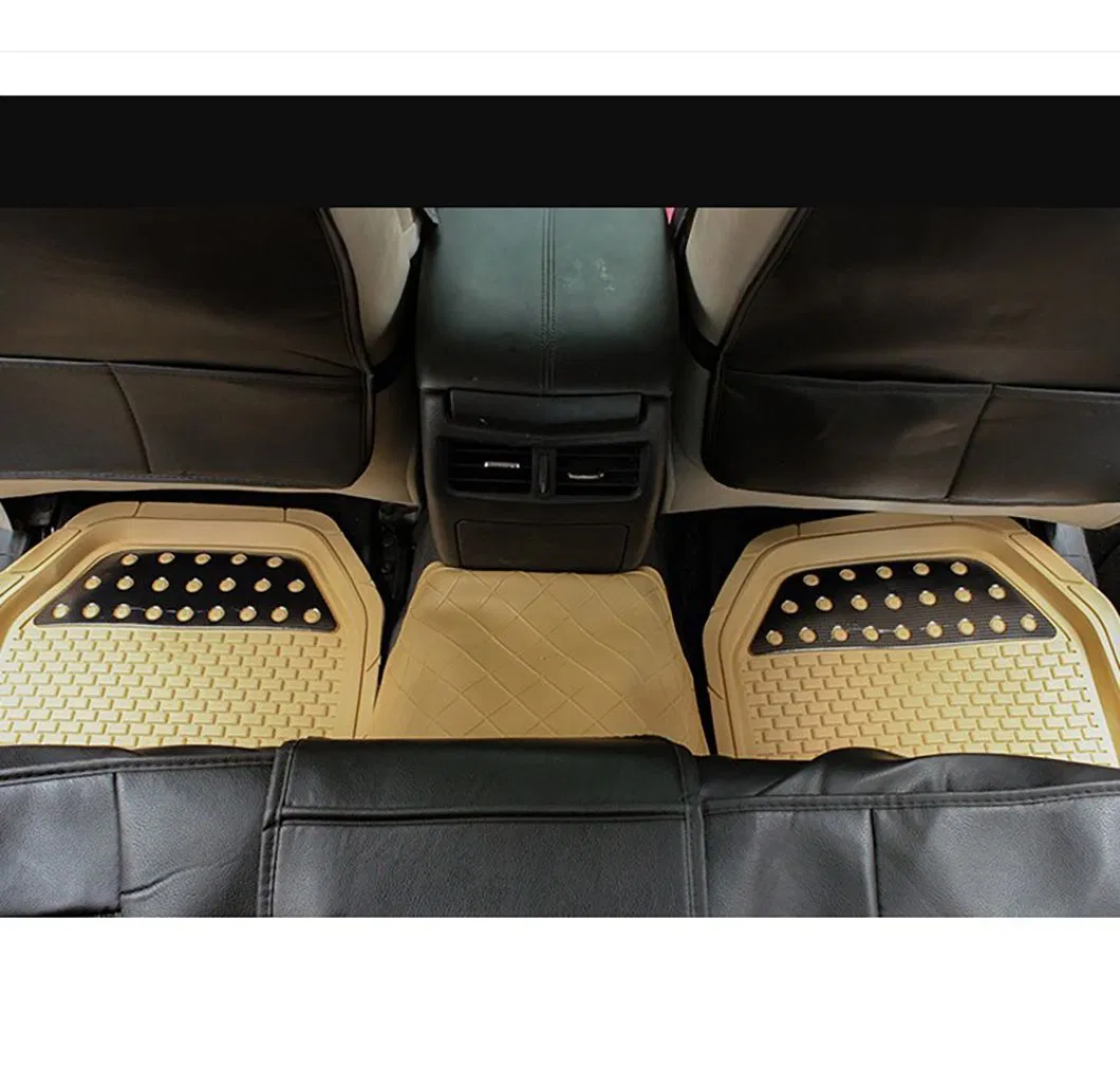 Alfombrillas de Piso de Goma PVC Negros Universal Fit King Kong Sequins, Protección Todo Clima, Se Ajusta a la Mayoría de Coches, SUVs, Camiones 4 Pieza