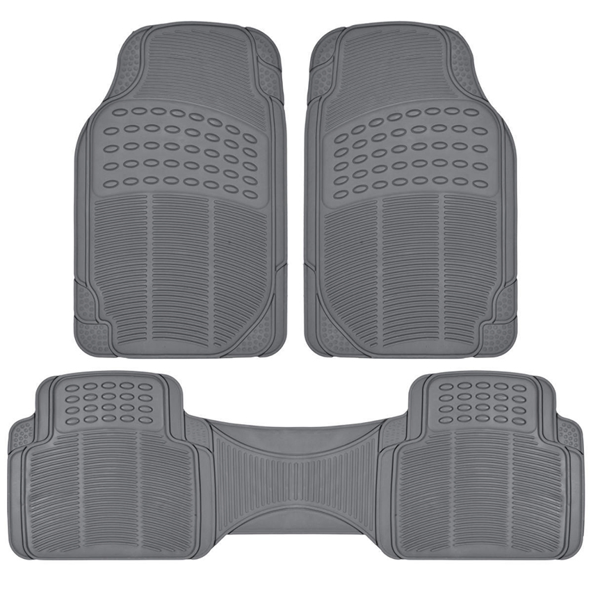 Mats de Piso de Goma Universales 3PCS Protección para Todas las Climas en Color Gris - Ajuste Semi Personalizable Recortable