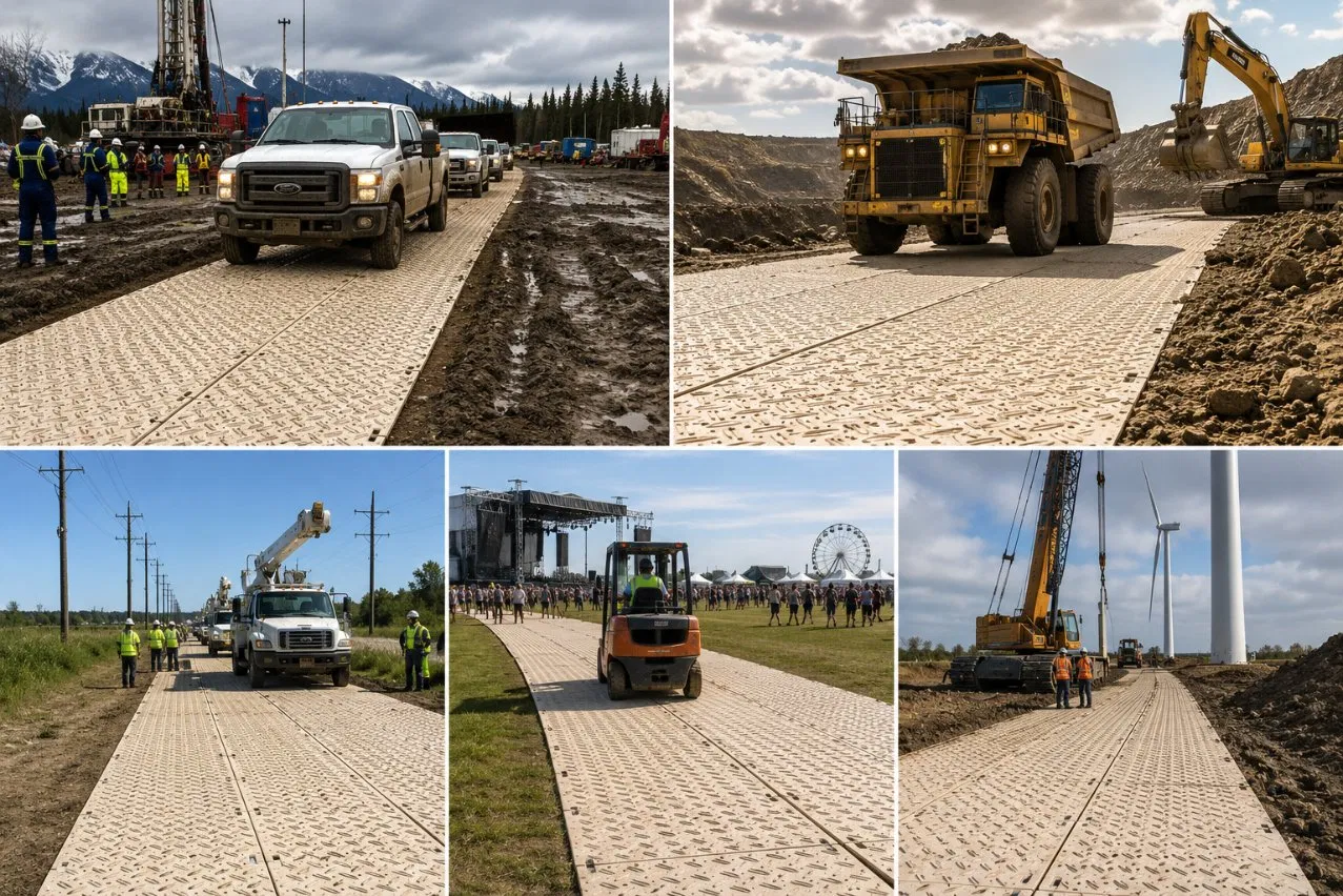 Matriz de Protección de Suelo Reutilizable de Alta Resistencia HDPE Antideslizante Camino Temporal para Uso en Eventos y Construcción