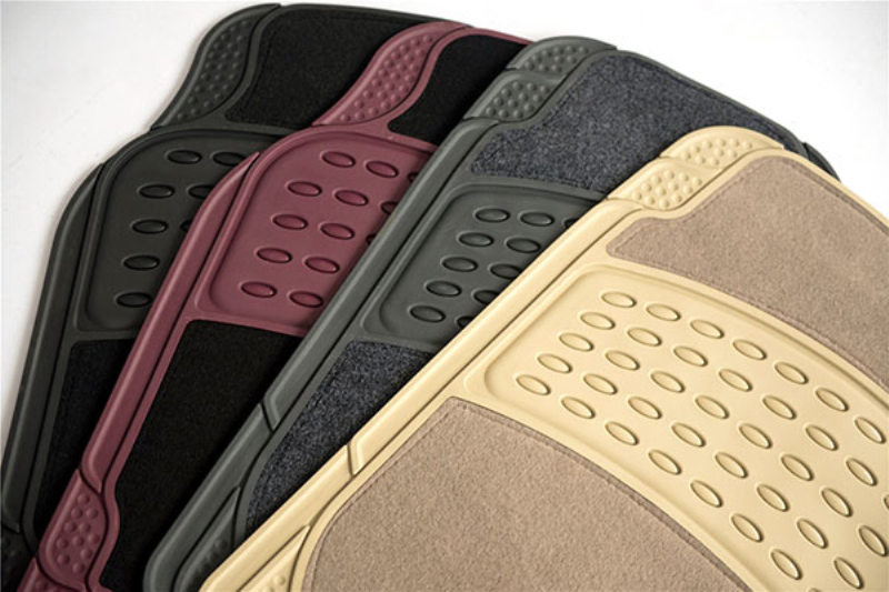 4PCS Alfombrillas de goma universales para automóviles, protección en todas las condiciones climáticas - Delante y detrás, asiento del conductor y del pasajero - Ajuste semi personalizado recortable