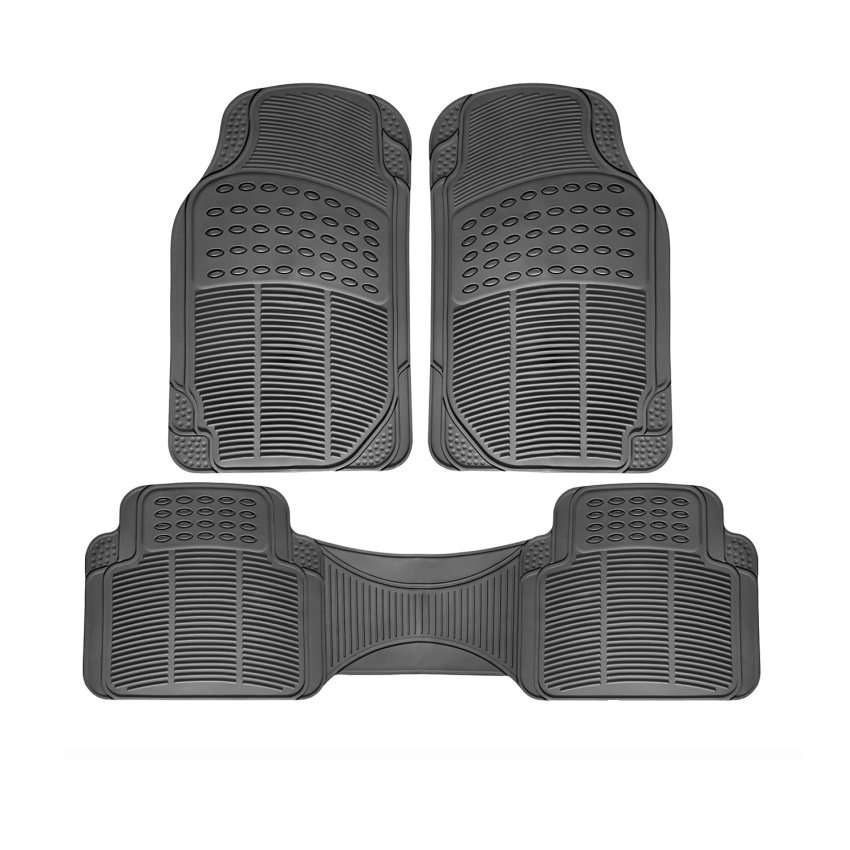 Mats de Piso de Goma Universales 3PCS Protección para Todas las Climas en Color Gris - Ajuste Semi Personalizable Recortable
