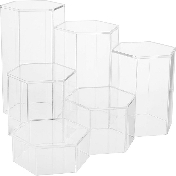 Wholesale Crystal Transparent Hexagonal Acrylic Cosmetic Display Stand Suppliers, Factories