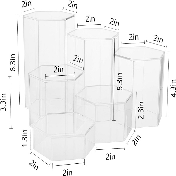 Wholesale Crystal Transparent Hexagonal Acrylic Cosmetic Display Stand Suppliers, Factories
