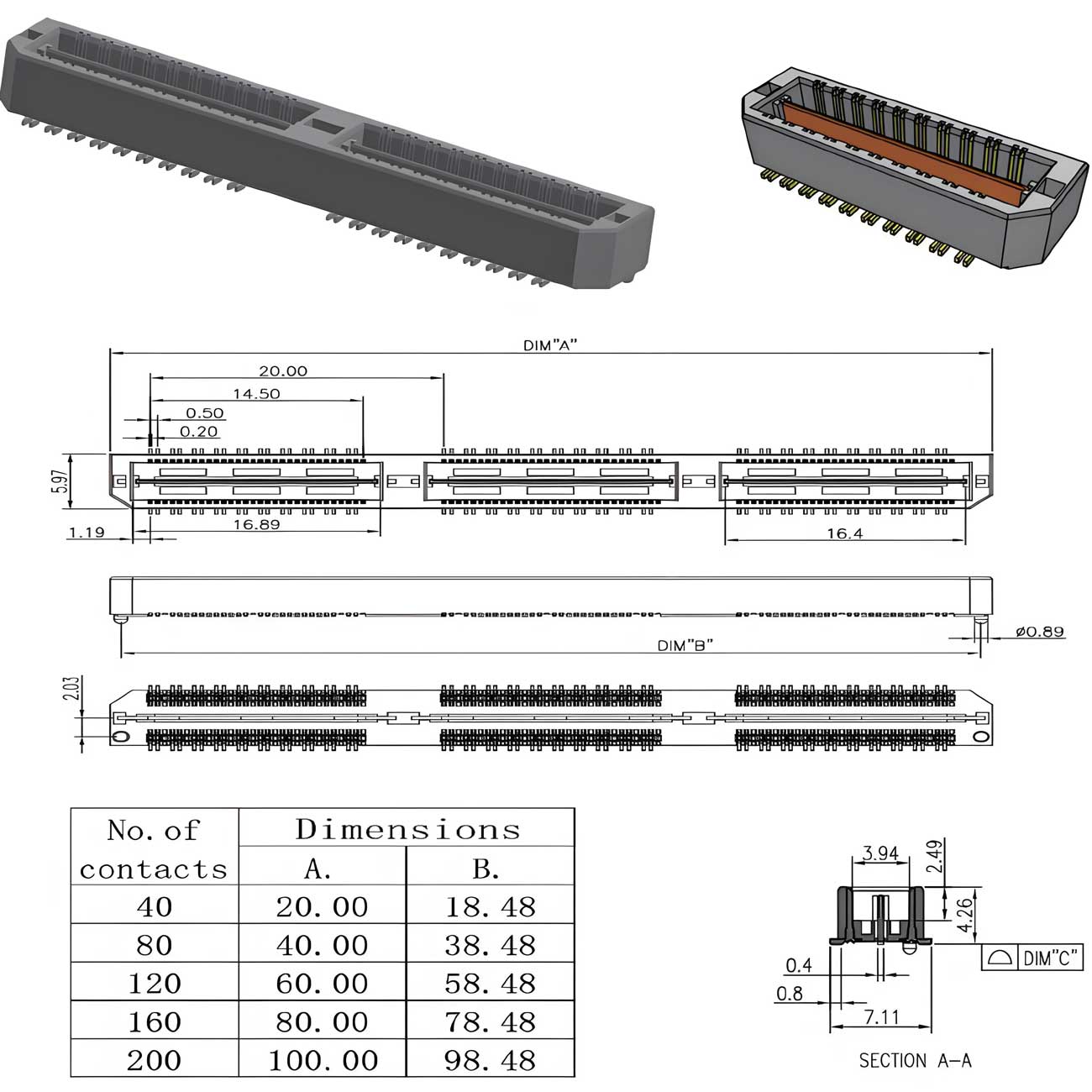 80X Series - 0.50mm Pitch Plug (Differential)