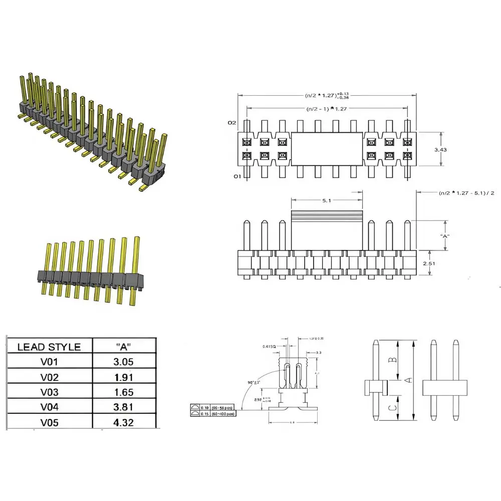 OEM Pin Header Series - 1.27mm pitch Supplier, Exporter