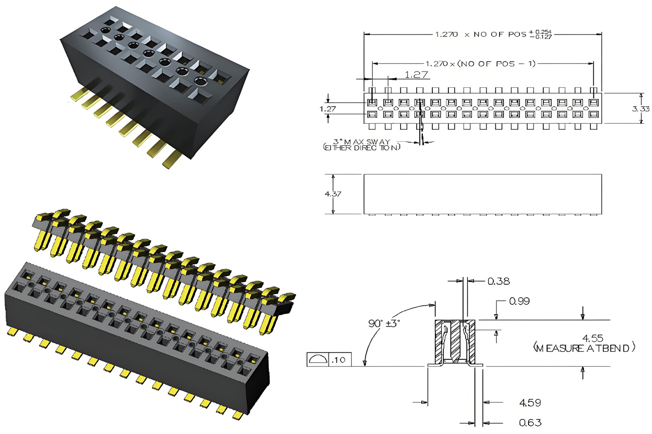 Pin header series - 1.27mm Pitch Header