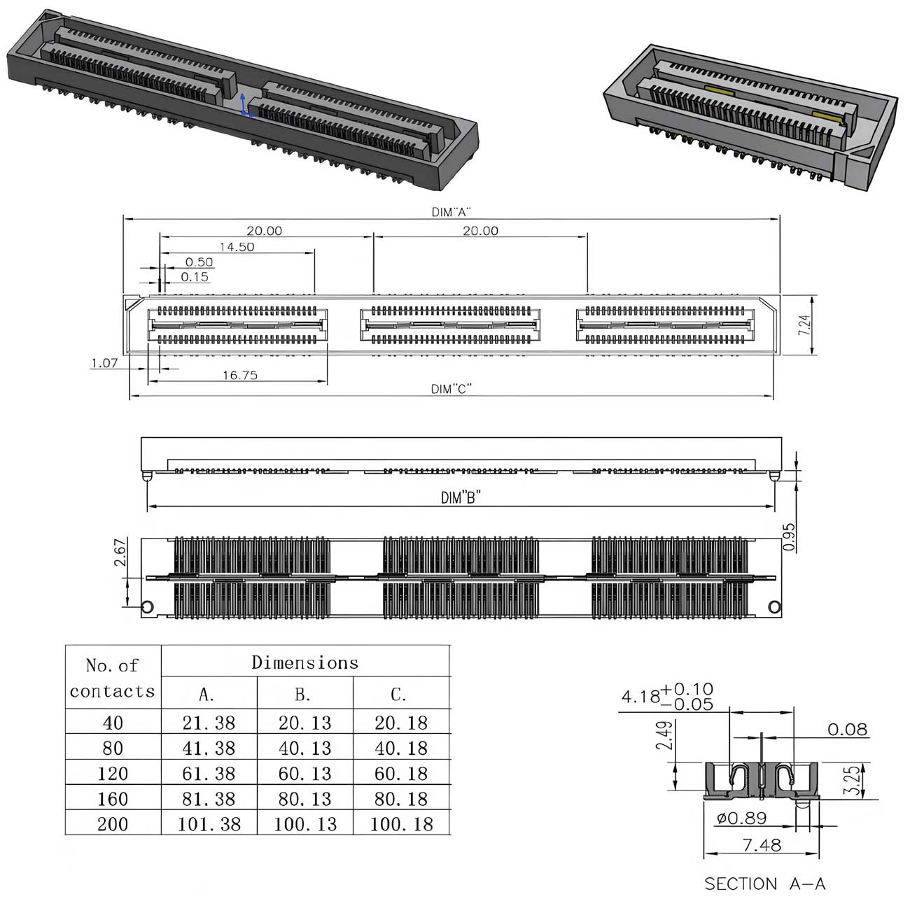 80X Series - 0.50mm Pitch Socket (Differential)
