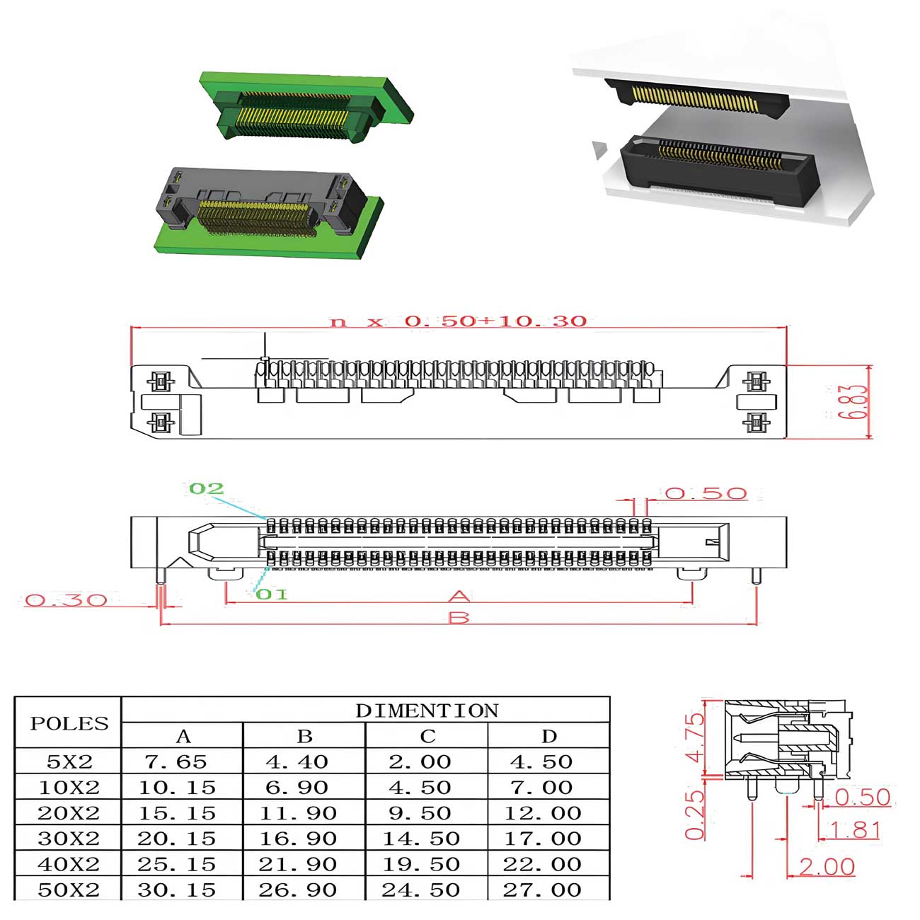 800X Series - 0.50mm Pitch Plug M05