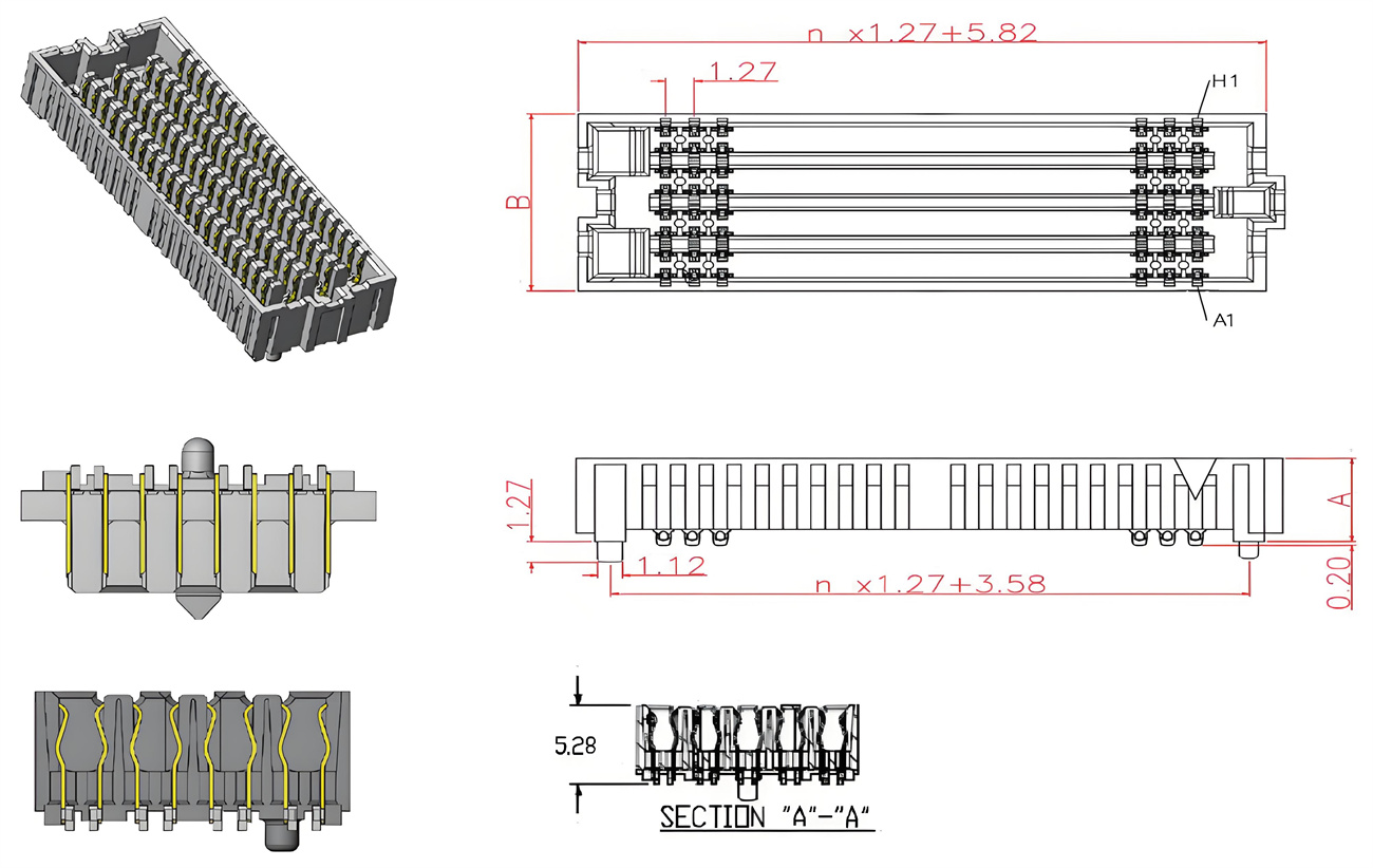 Multi-row series - 1.27mm pitch socket