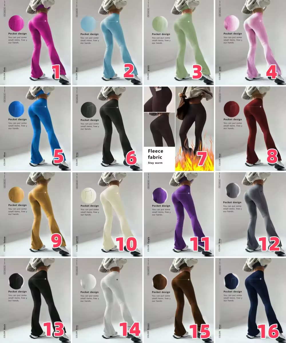 Women's High Waist Flared Leggings Pocket Peach Pants Wintu Wholesale Bootcut Yoga Pants with High Elastic Butt Lift Wide Leg
