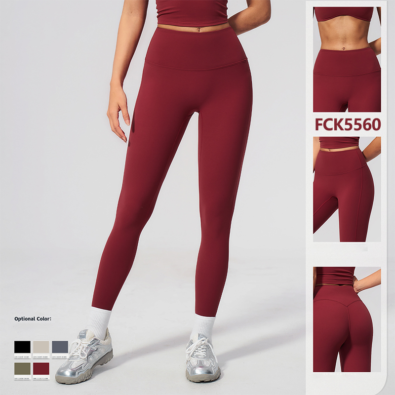 Tummy Control High Waist Yoga Pants for Women Wide Seamless Waistband V-Shape Lifting Butt Scrunch Leggings Squat-Proof 4-Way Stretch Matte Cropped