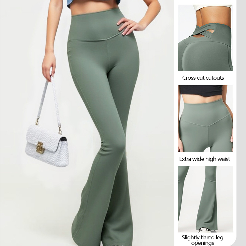 No Front Seam High Waisted Flare Leggings Yoga Pants Buttery Soft Yoga Leggings for Women Workout Running Bootcut Leggings