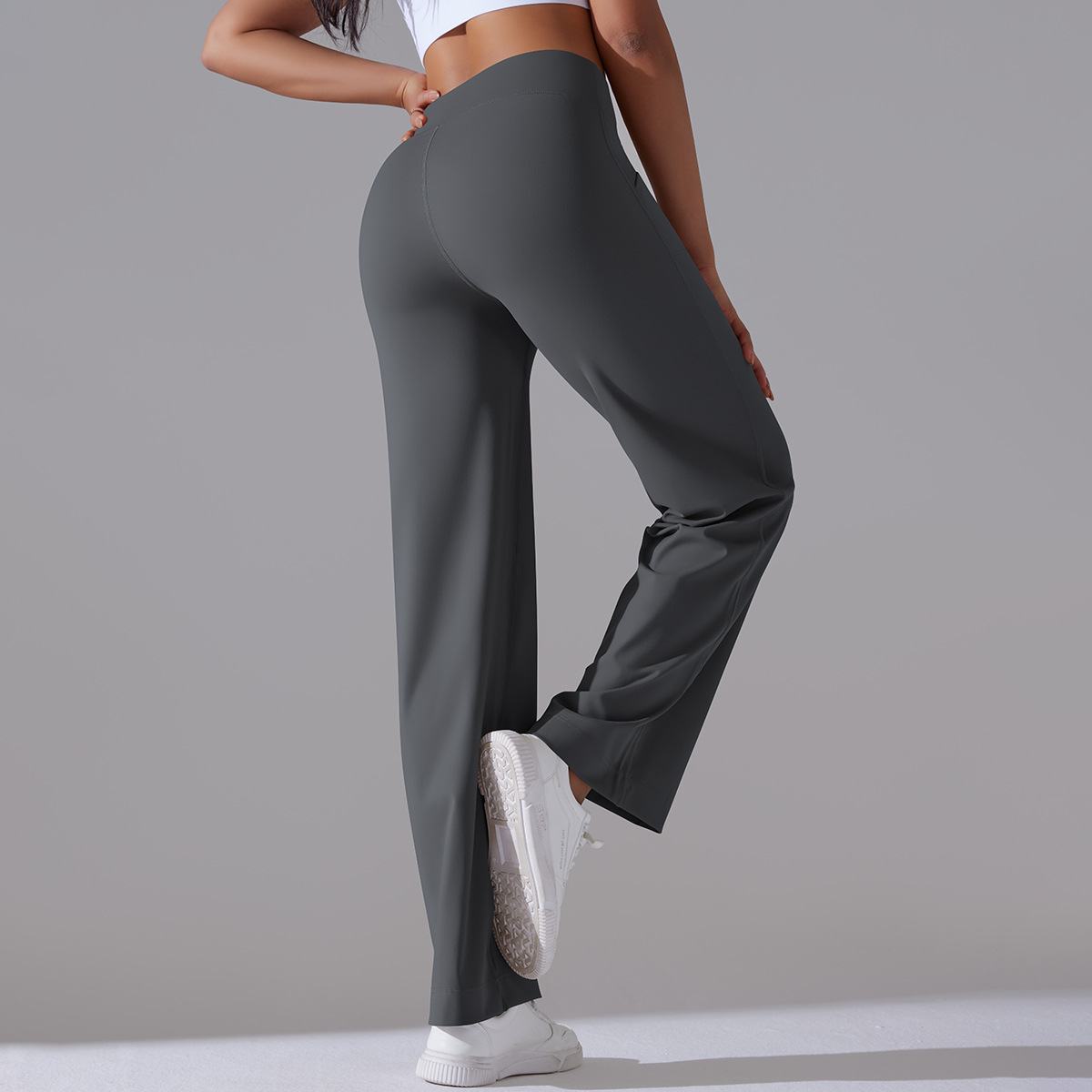 Wide Leg Pants With Pockets Women's Loose Yoga High Waist Legging Drawstring Outdoor Casual Jogging Gym Sports Flare Pants