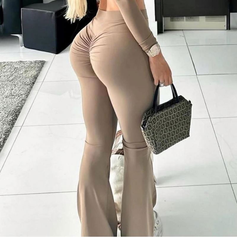 Women's High Waist Butt Scrunch Soft Tall Long Palazzo Flare Yoga Pants Bootcut Leggings Sweatpants Wide Bell Bottoms Solid
