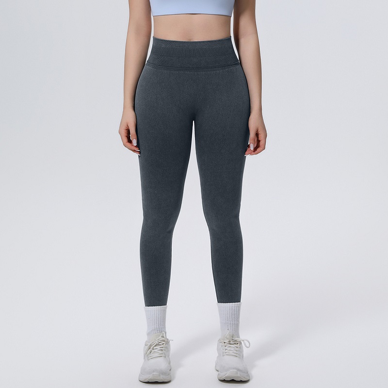 Seamless Yoga Pants High Waist Belly-lifting Hip Tight Full-Length Sweat-absorbent Breathable Lace Color Blocking Spandex/Nylon