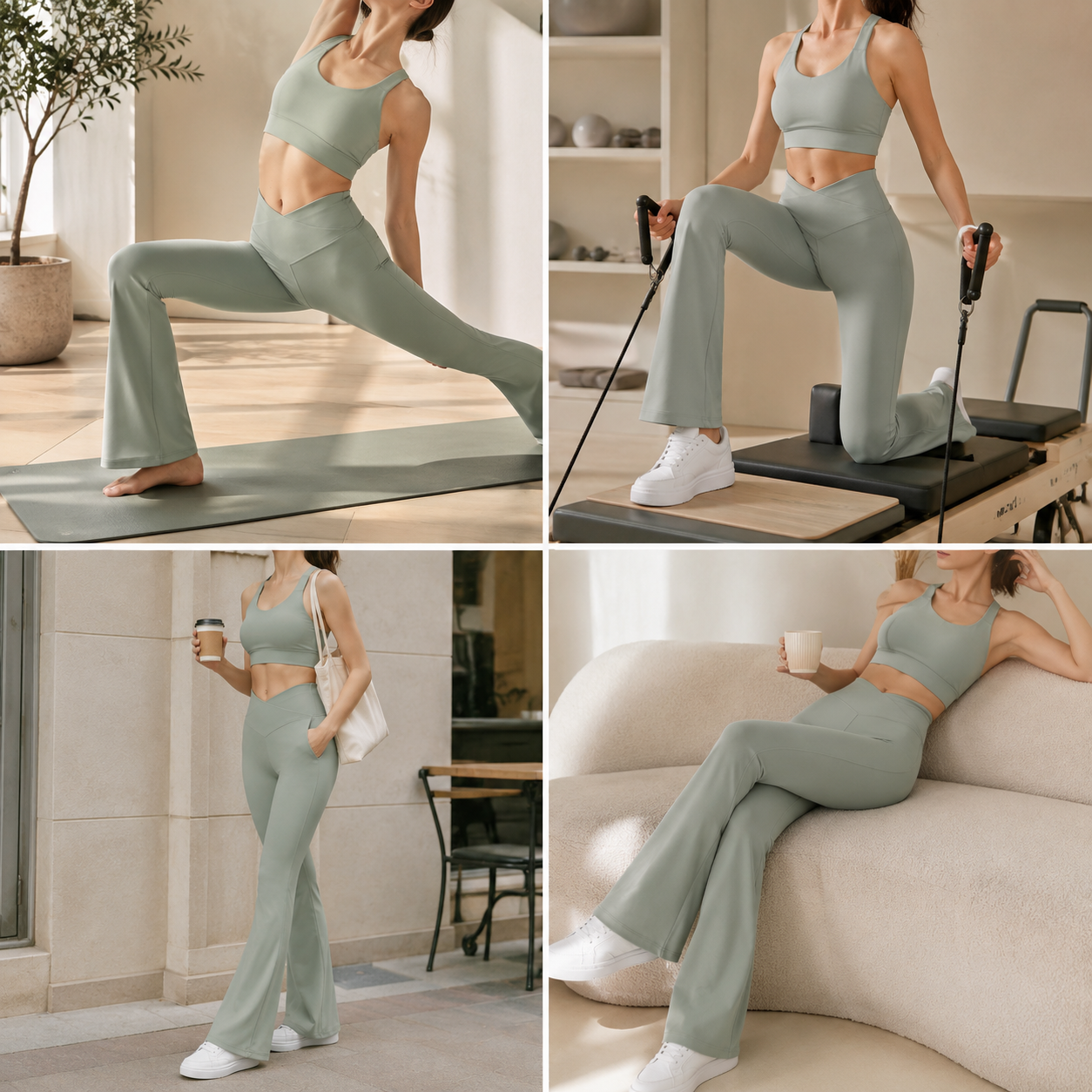 OEM/ODM High Waist Flare Yoga Pants Crossover V-Waist Tummy Control Bootcut Slim Fit Four-Way Stretch Breathable Workout Yoga